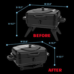 BBQCuker folded legs compact for transport and easy storage benefit