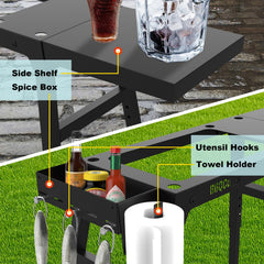 BBQCuker adjustable legs showing three-level height setting for versatile use