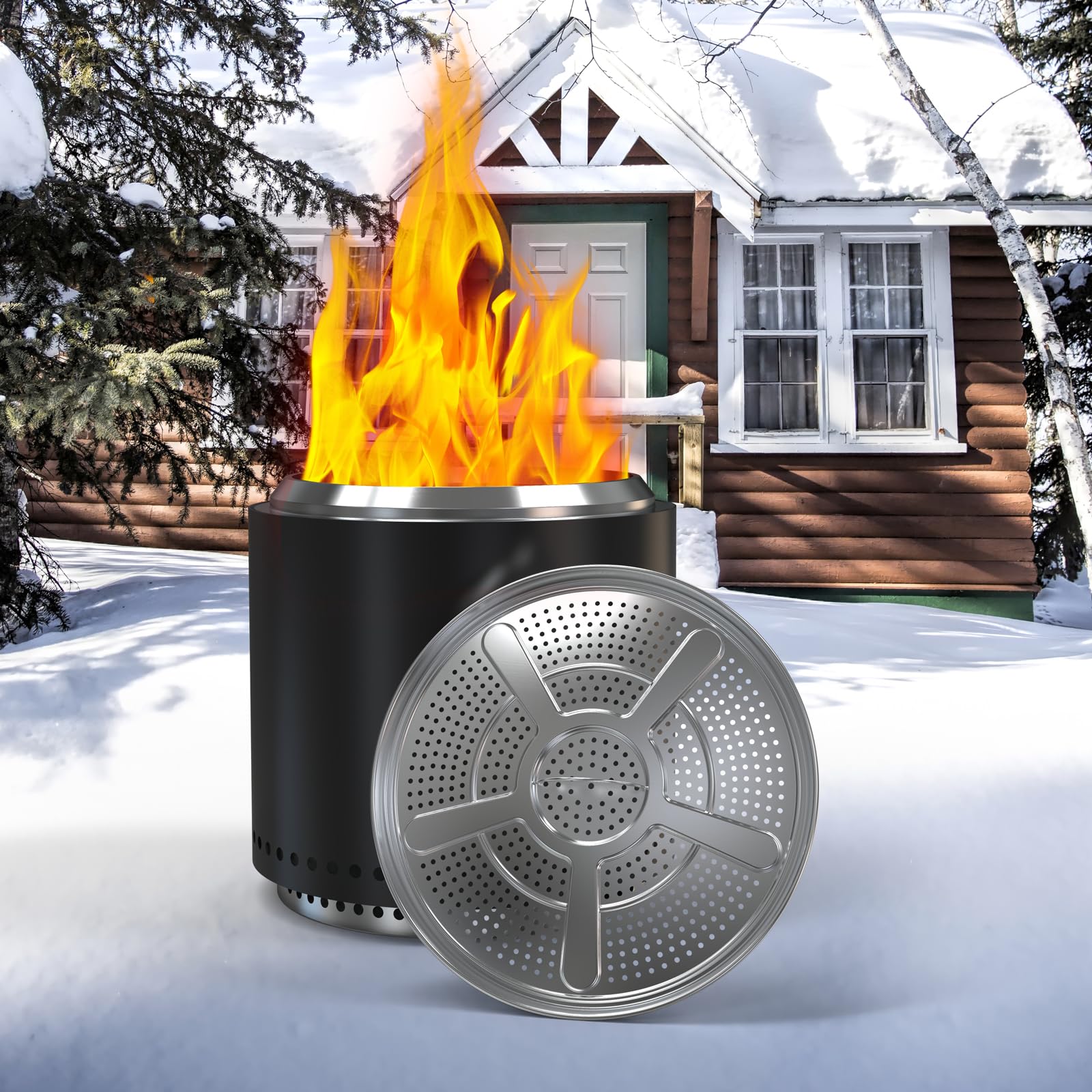 BBQCuker lifestyle backyard scene with pellet flame for steady longer burn