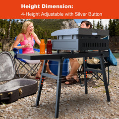 BBQCuker removable side shelf attached to stand offering extra prep surface