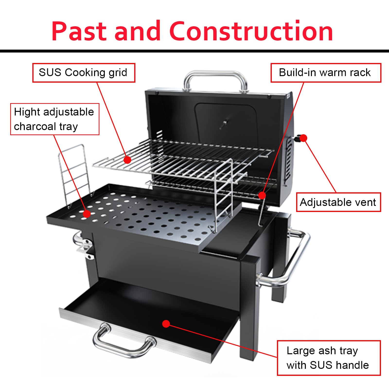 BBQCuker next to a backpack illustrating compact size and travel-friendly convenience