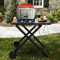 BBQCuker wheels and folding leg mechanism, enables easy transport