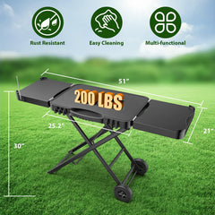 BBQMall folded compact cart packed for travel and easy trunk storage