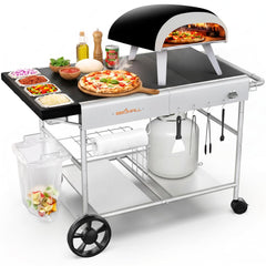 BBQMall front view full cart showing sturdy frame and prep area for organized cooking
