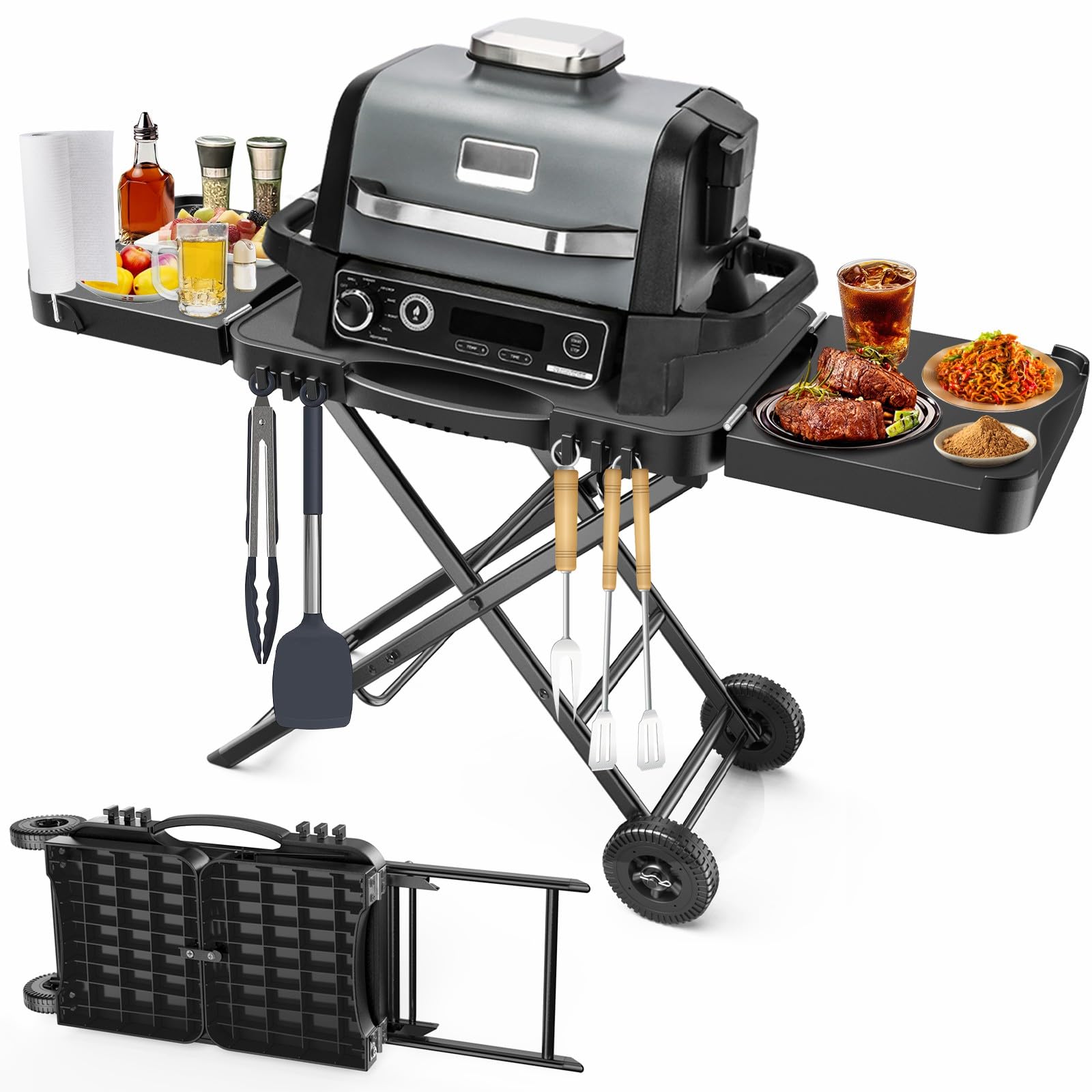 BBQMall front view of grill stand showing stable workstation and prep space