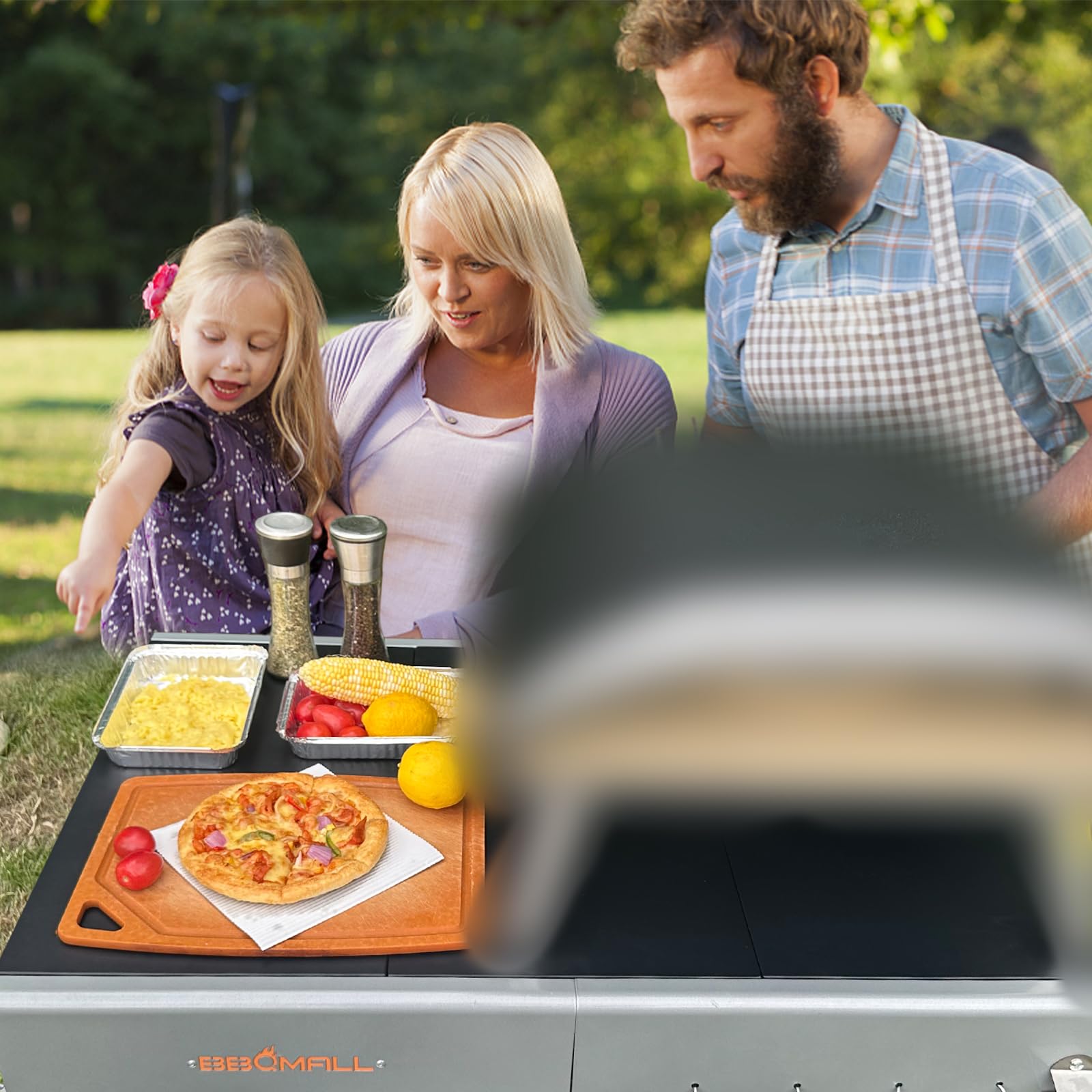 BBQMall lifestyle patio setup showing neat outdoor pizza station convenience