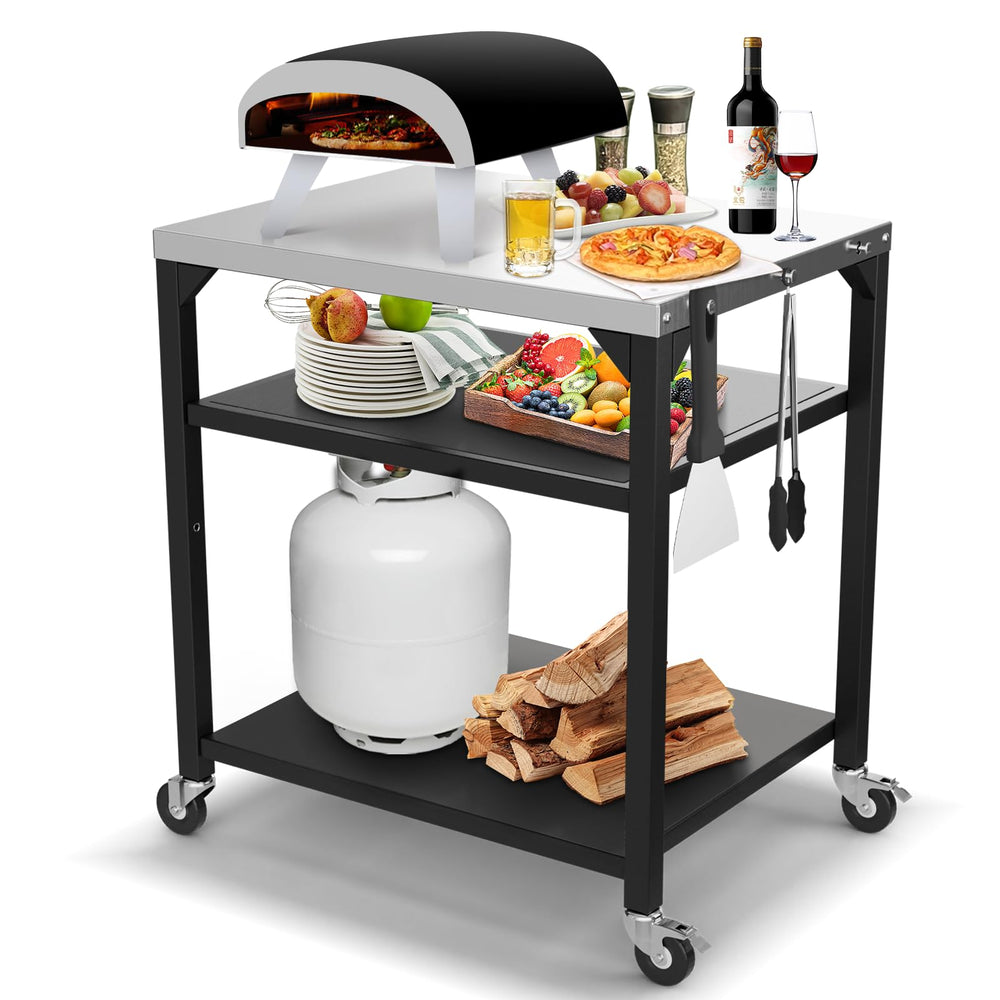 BBQMall front view of cart showing oven placement and stable base benefit