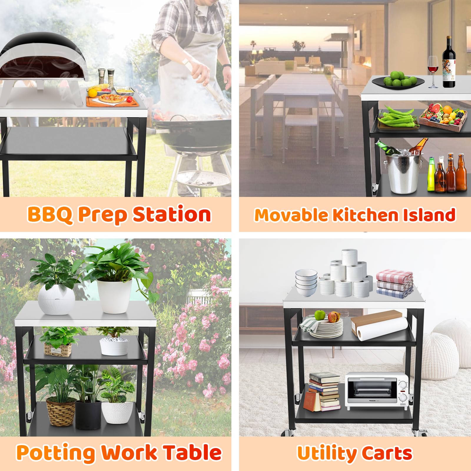 BBQMall side handle and wheel close-up showing easy mobility benefit