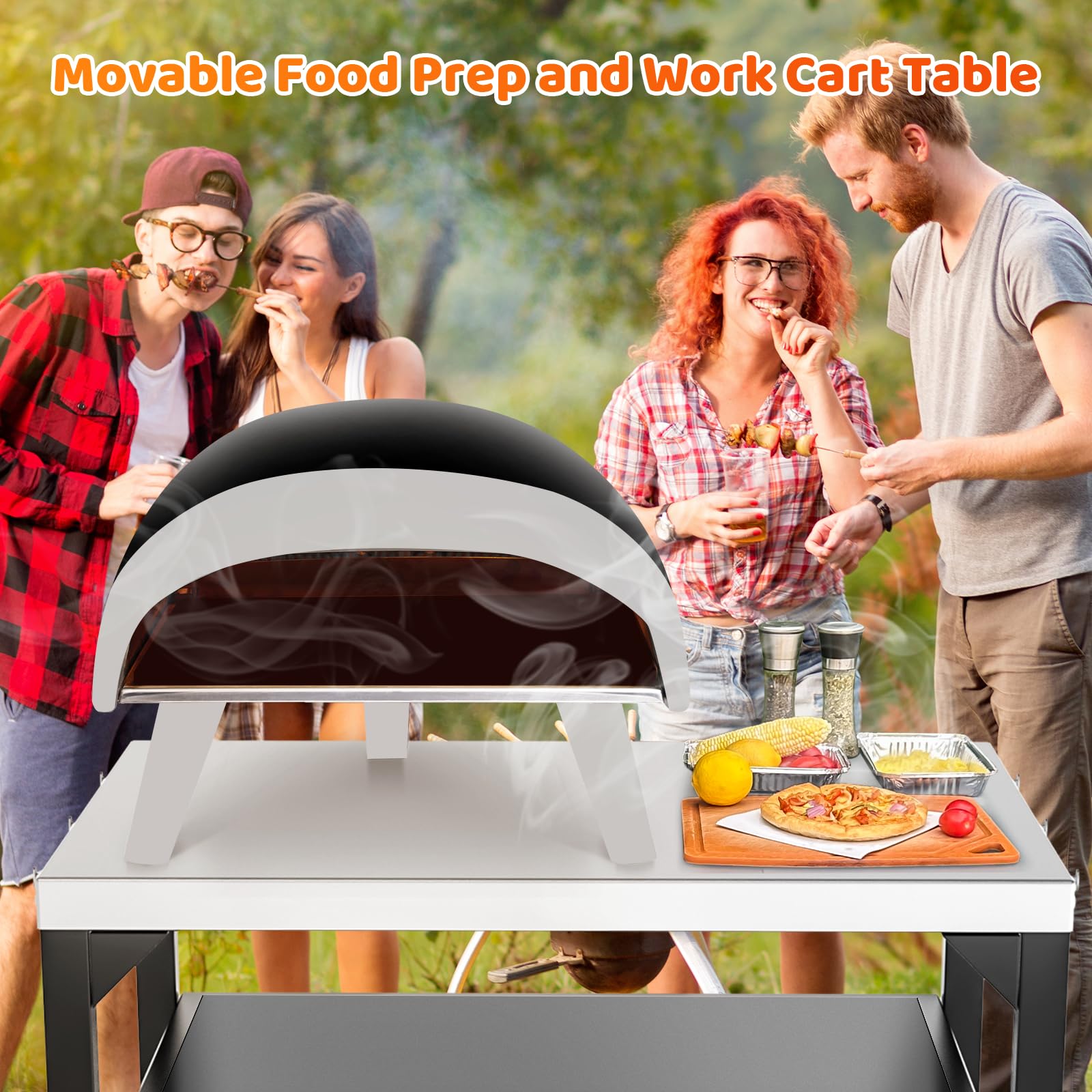 BBQMall stainless steel top close-up showing food-safe prep surface benefit