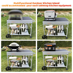 BBQMall side handle and wheels for easy movement and locking stability