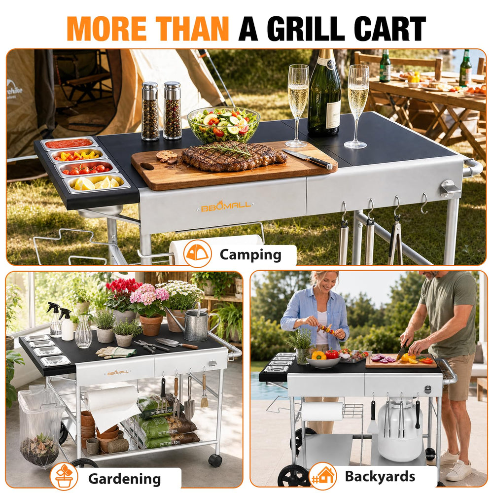 BBQMall storage shelf and gas tank area offering secure fuel storage and extra space
