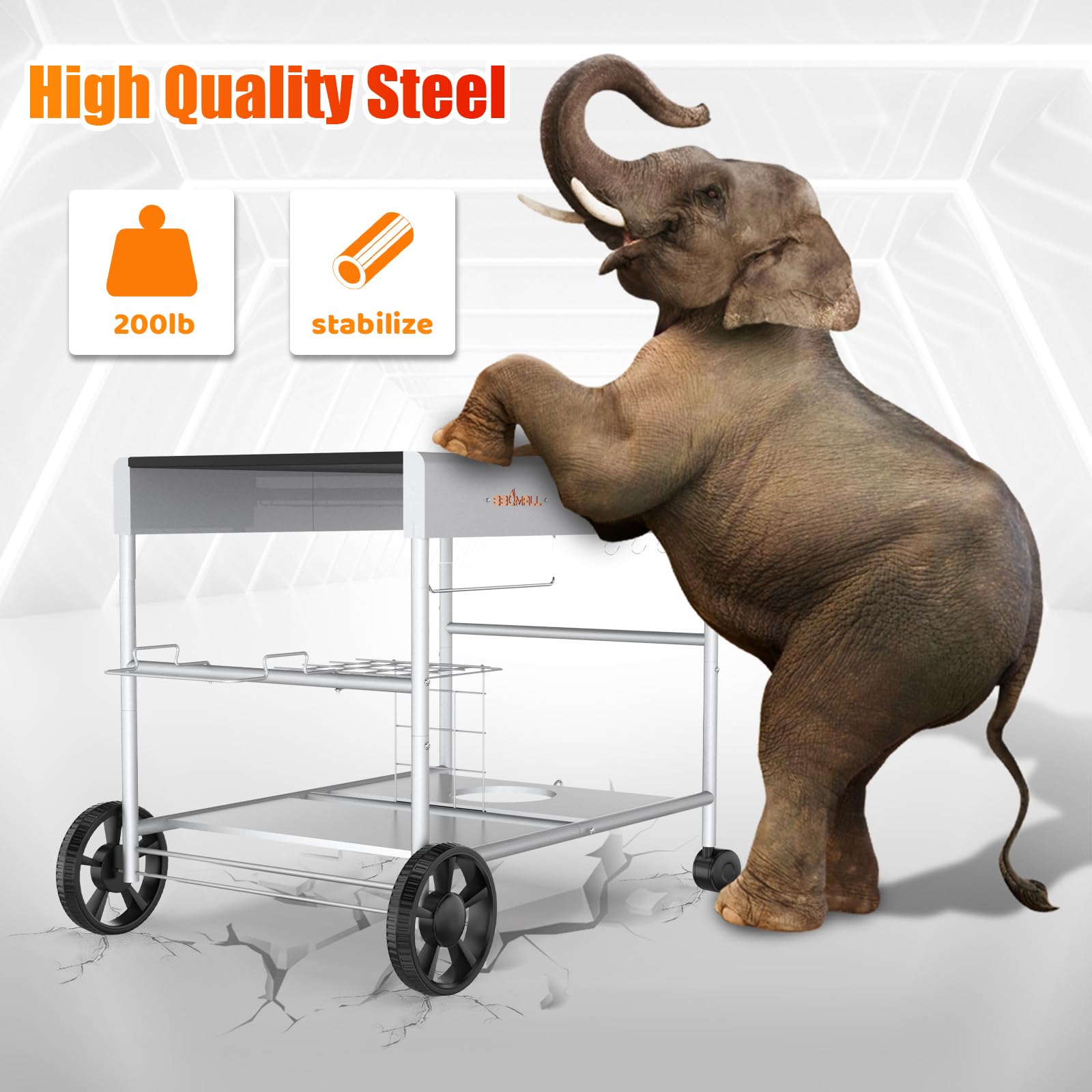 BBQMall tool rack with hooks loaded keeping pizza tools organized and accessible