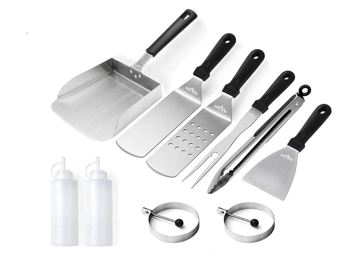 BBQMFG front packaging showing full griddle accessories kit and contents benefits