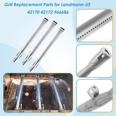 BBQration detailed shot of stainless-steel burner tube ports, even flame distribution