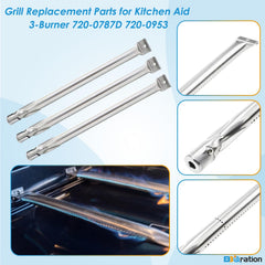 BBQration burner tube end view showing correct length and flame distribution