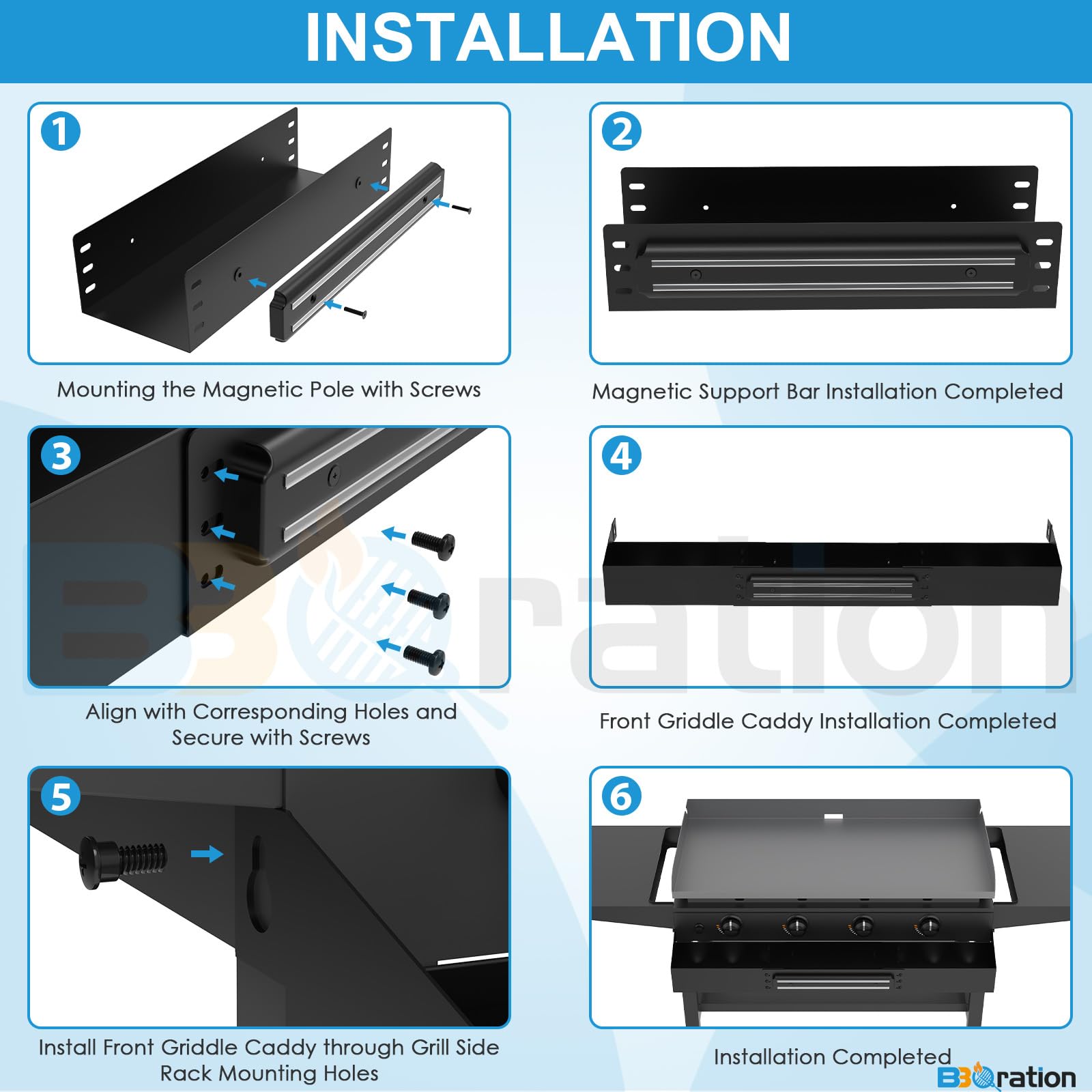 BBQration shelf next to ruler showing 36 by 4.75 inch installed dimensions