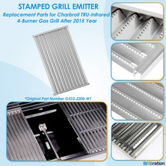 BBQration emitter installed in Charbroil grill demonstrating even heat