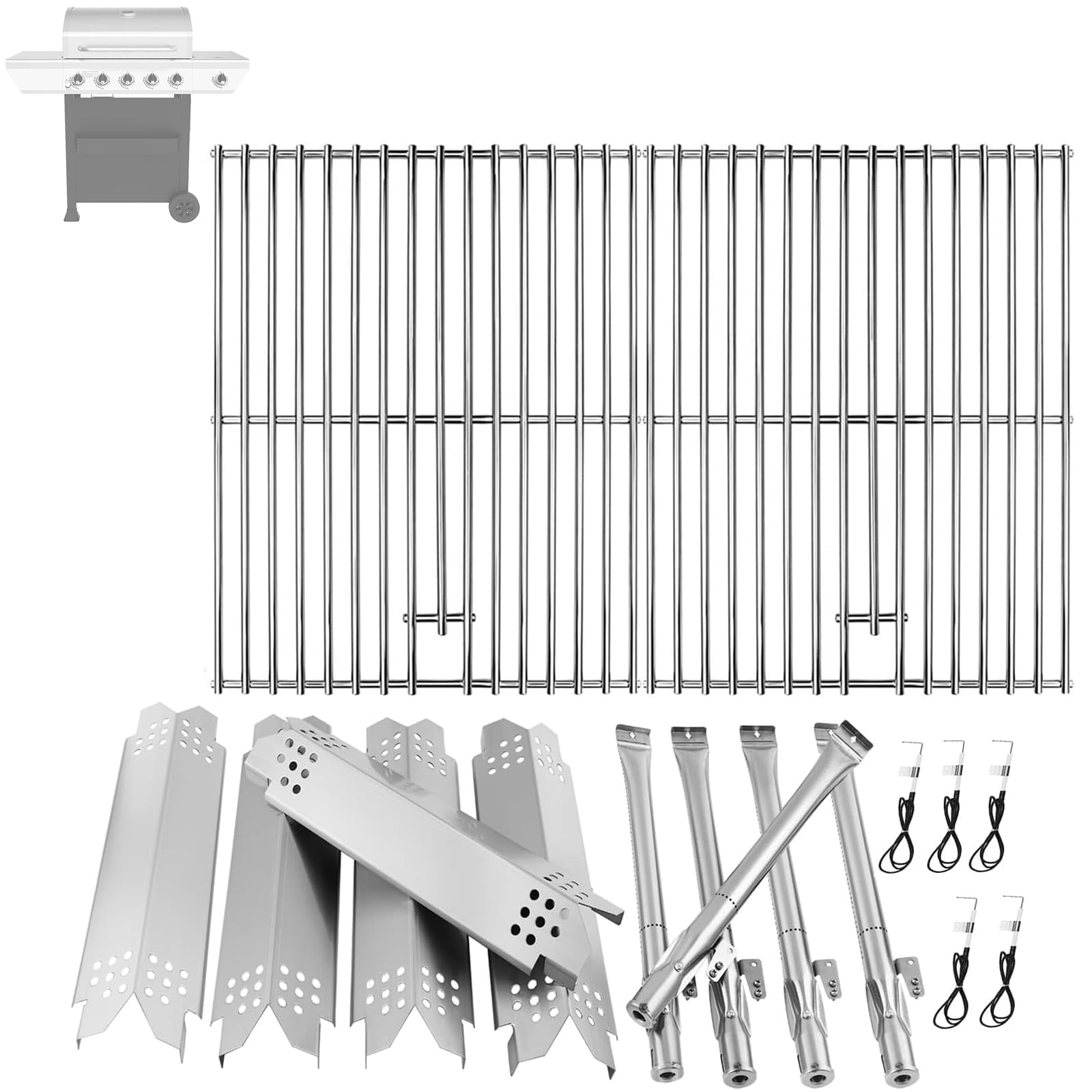 BBQration front view showing kit grates and burners for quick replacement