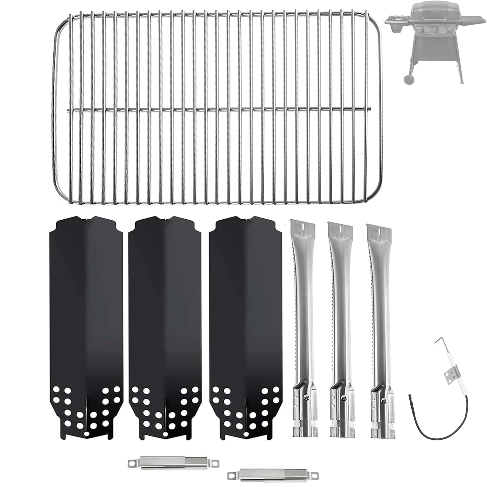 BBQration front packaging showing complete 3-burner replacement kit and parts