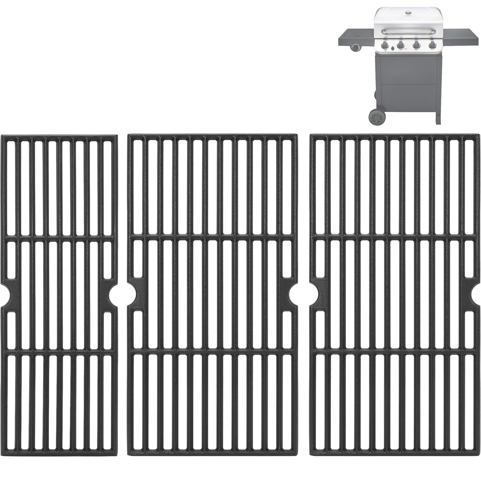 BBQration front view of 18 inch cast iron grate set showing full replacement layout and durability