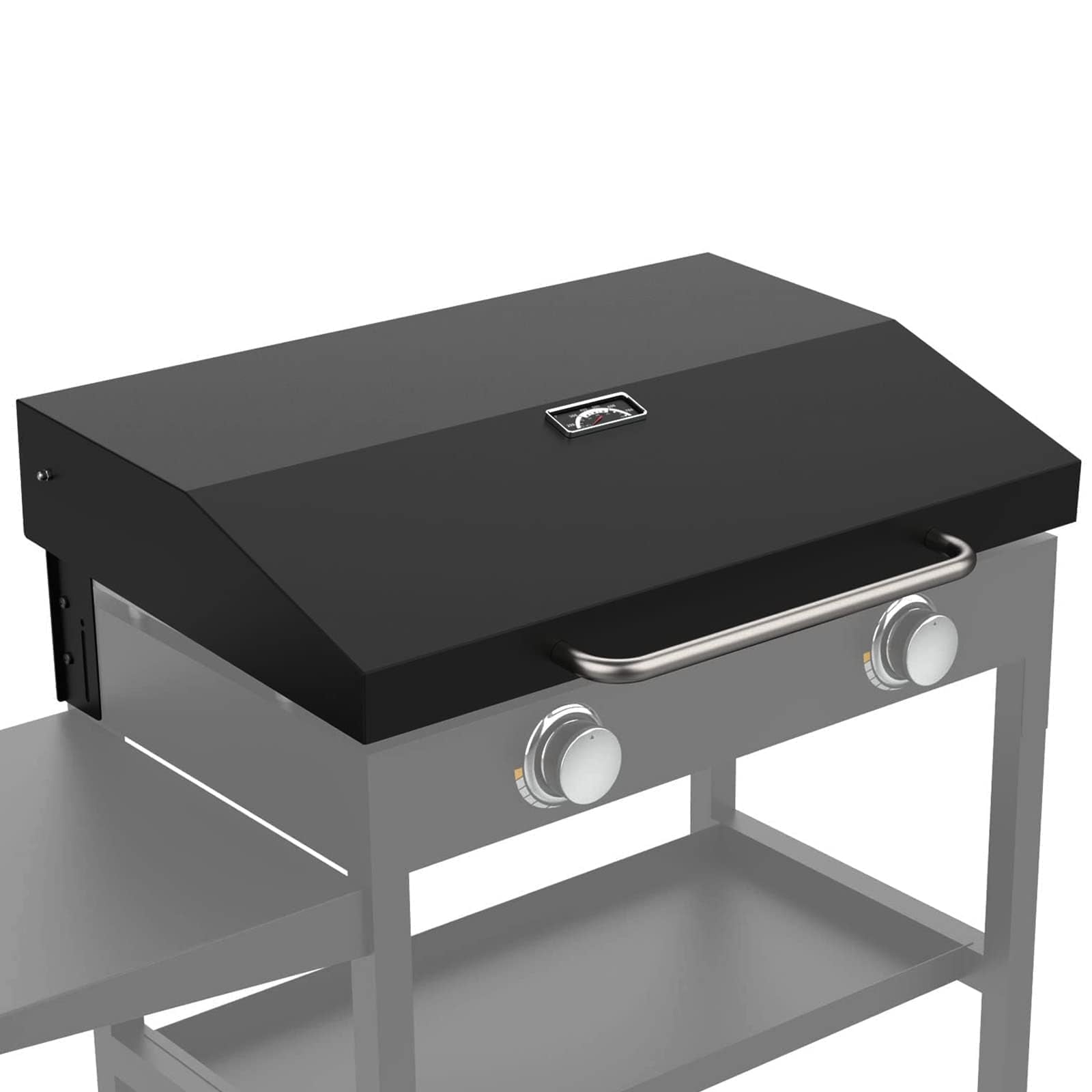 BBQration front view of hinged lid showing sleek fit and easy access