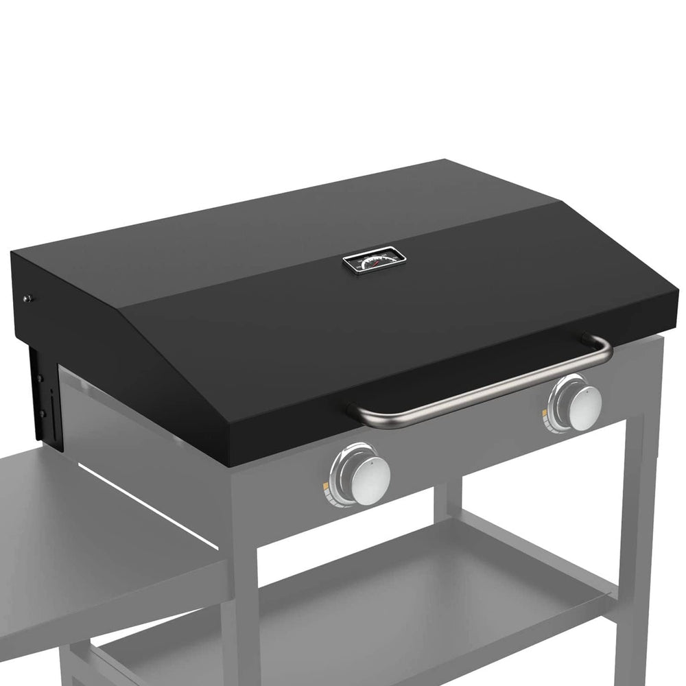 BBQration front view of hinged lid showing sleek fit and easy access