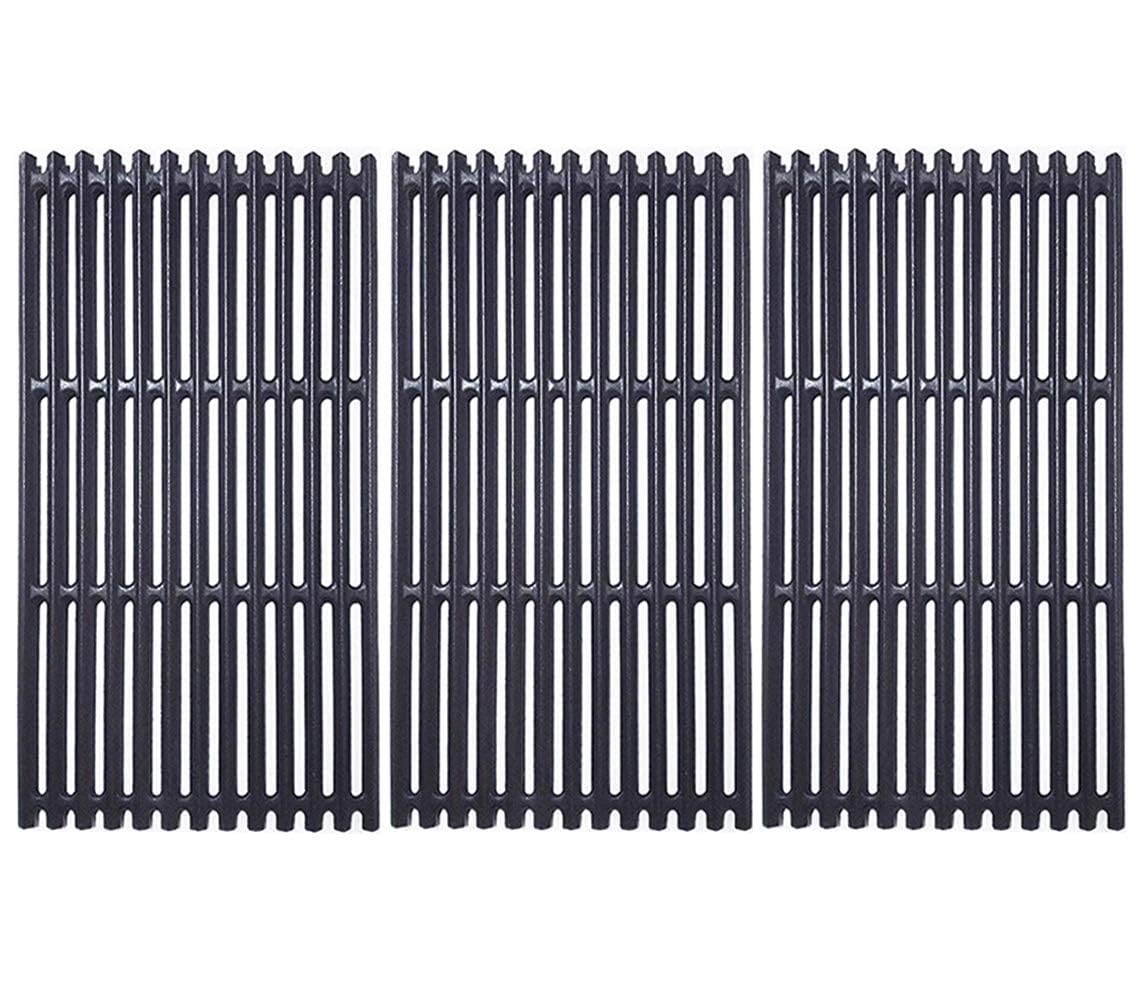 BBQration front view of three cast iron grates showing fit and coverage