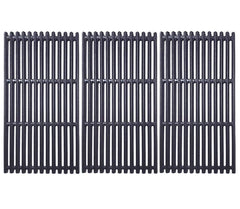 BBQration front view of three cast iron grates showing fit and coverage