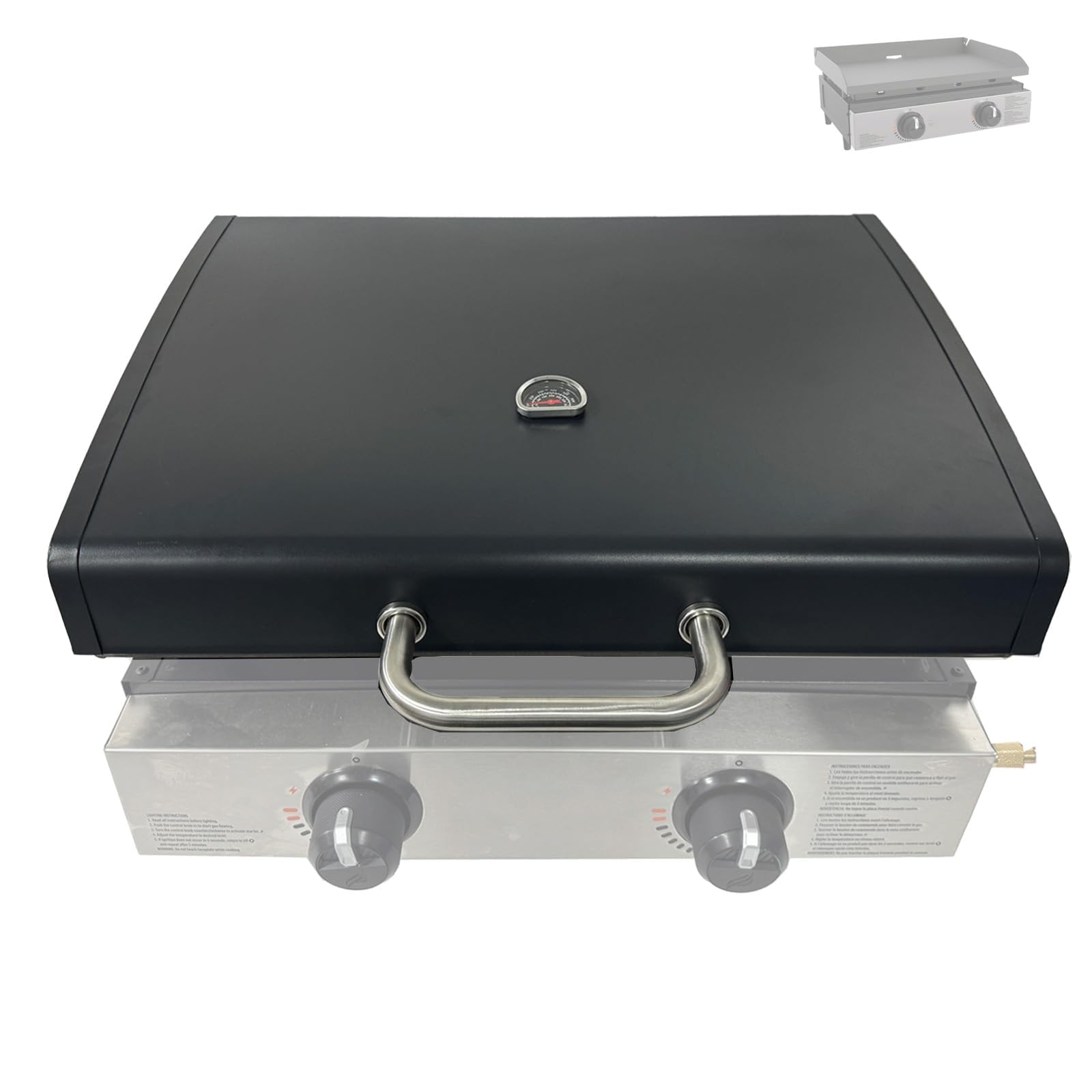 BBQration lid front view installed on Blackstone 1666 showing neat fit and protection