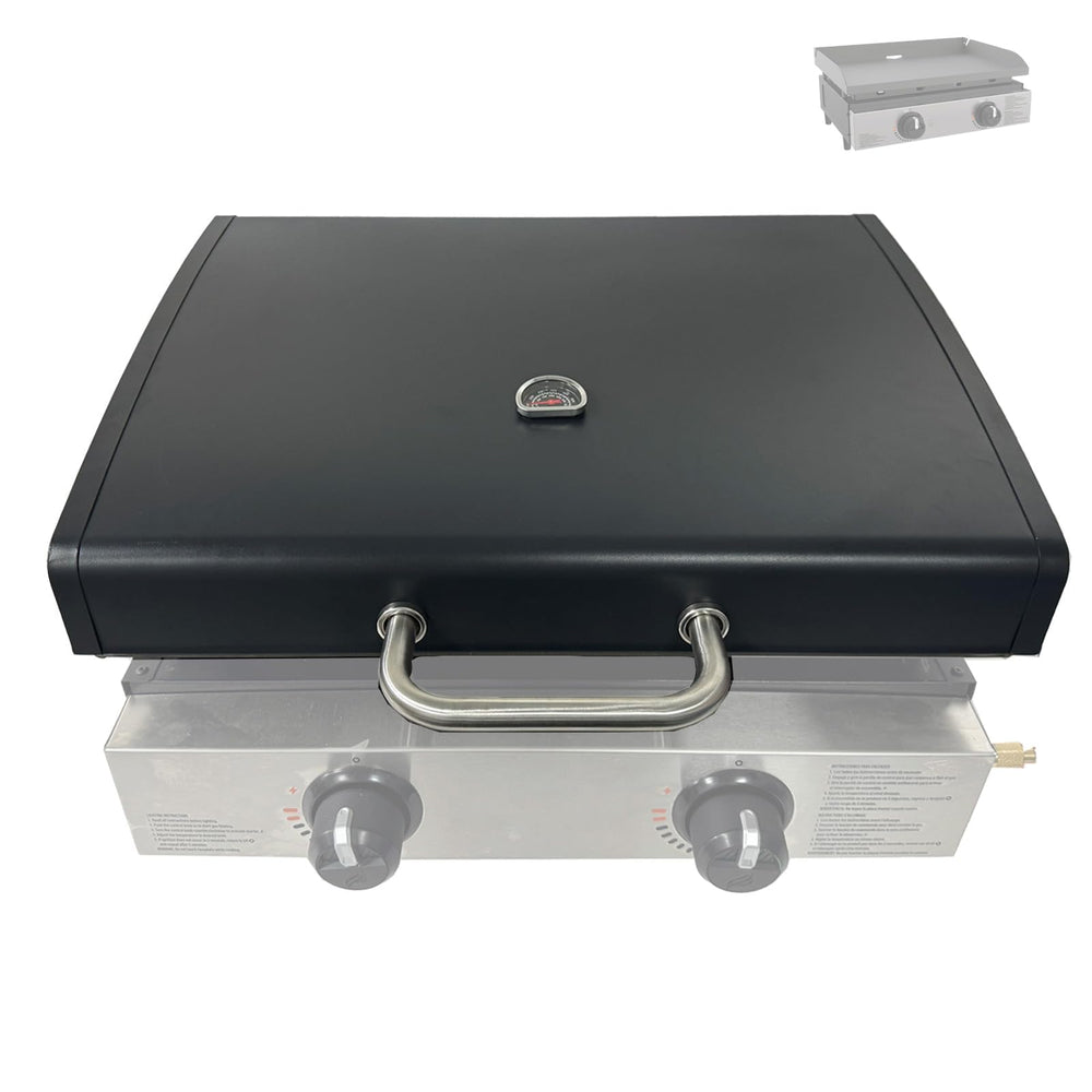 BBQration lid front view installed on Blackstone 1666 showing neat fit and protection
