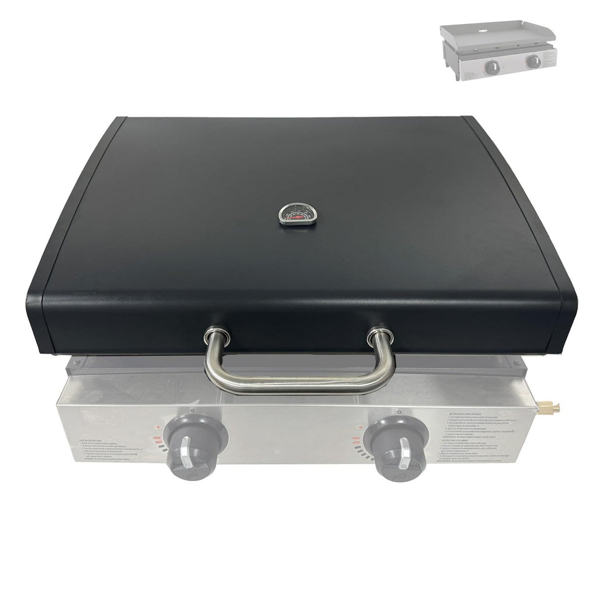 BBQration lid front view installed on Blackstone 1666 showing neat fit and protection
