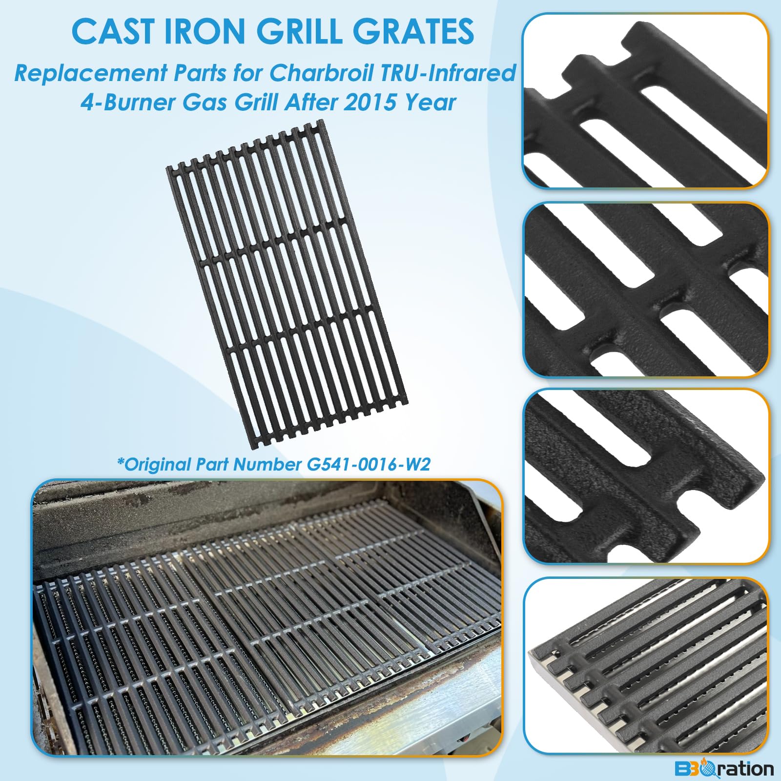 BBQration grates installed in Charbroil grill demonstrating correct fit