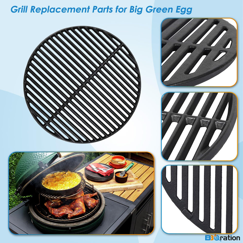 BBQration cooking grate installed in kamado grill showing improved searing benefit