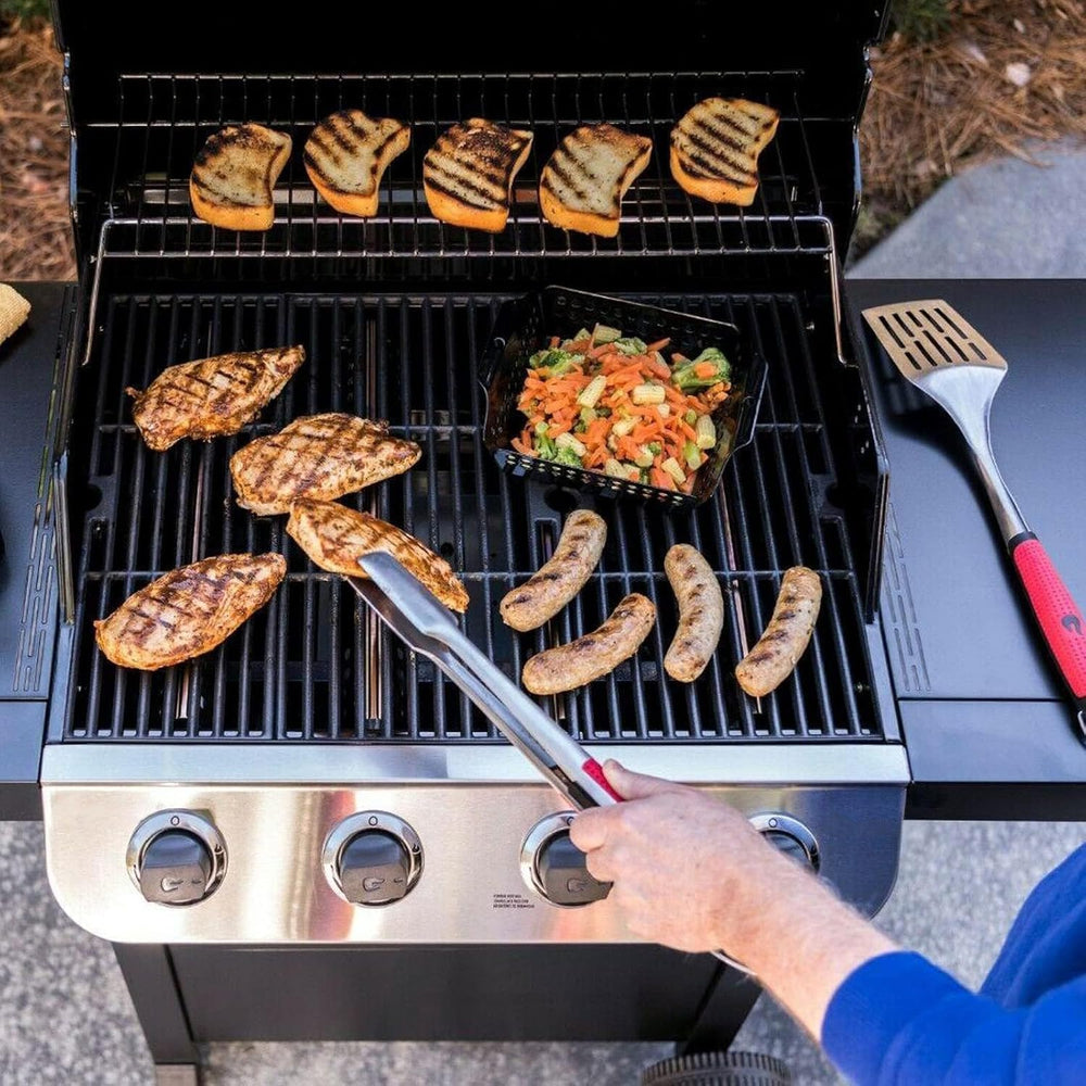 BBQration lifestyle shot of backyard grill with grates in use highlighting improved searing