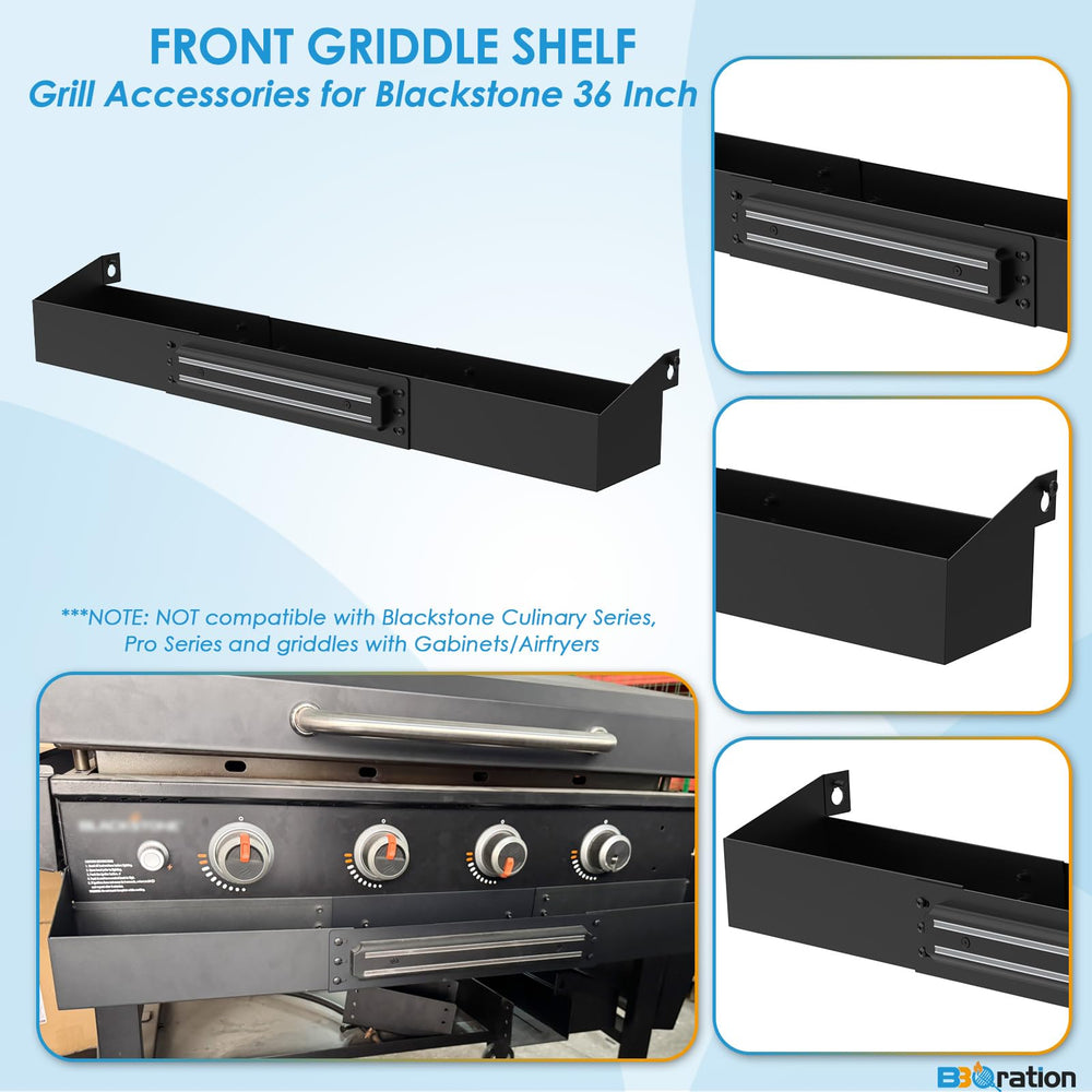 BBQration side profile mounted on griddle displaying stable tool access