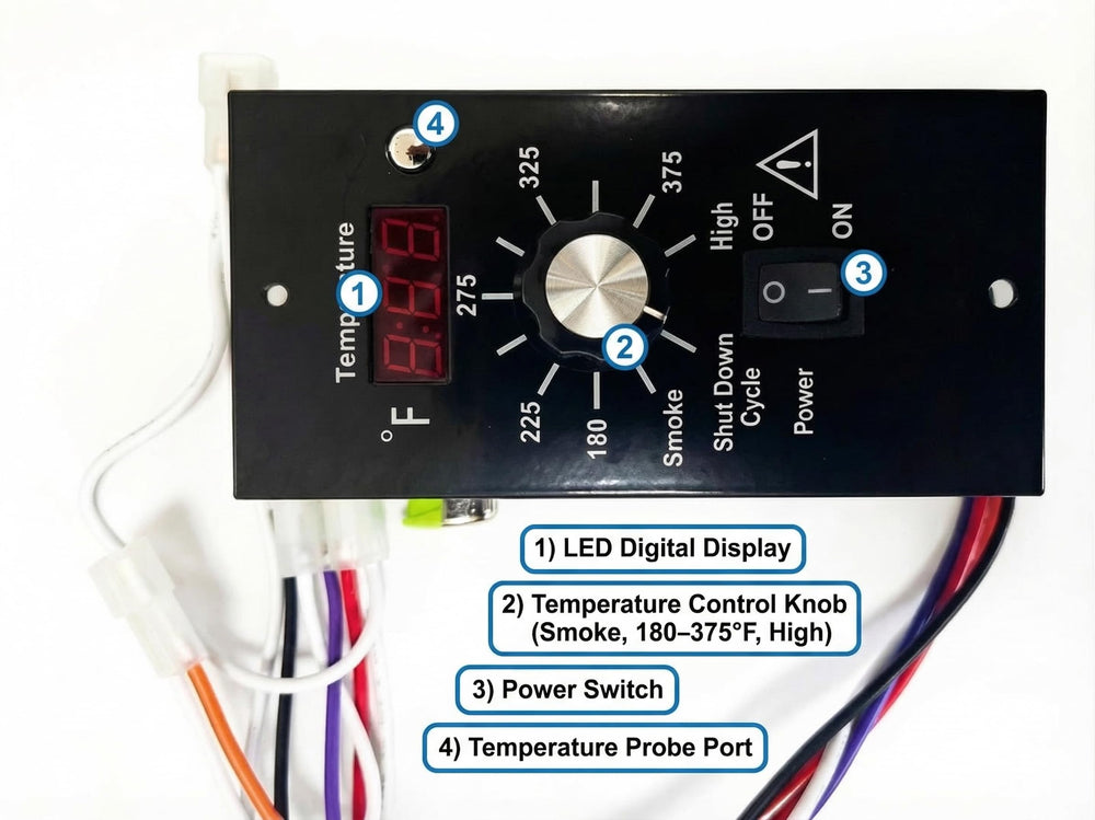Bbqzone thermostat installed in pellet grill delivering steadier temperatures