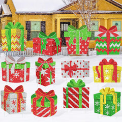 BBTO front view of 12-pack lawn signs showing complete holiday set and easy setup