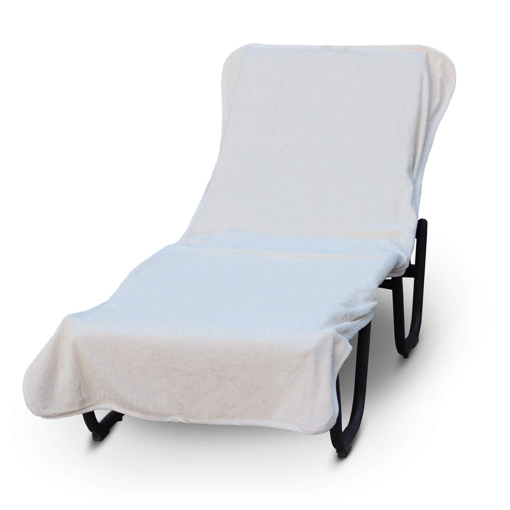 BC BARE COTTON front view of fitted white chaise cover showing clean appearance and comfort