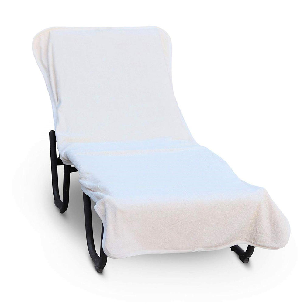 BC BARE COTTON front view of white chaise cover, shows neat fit and clean look