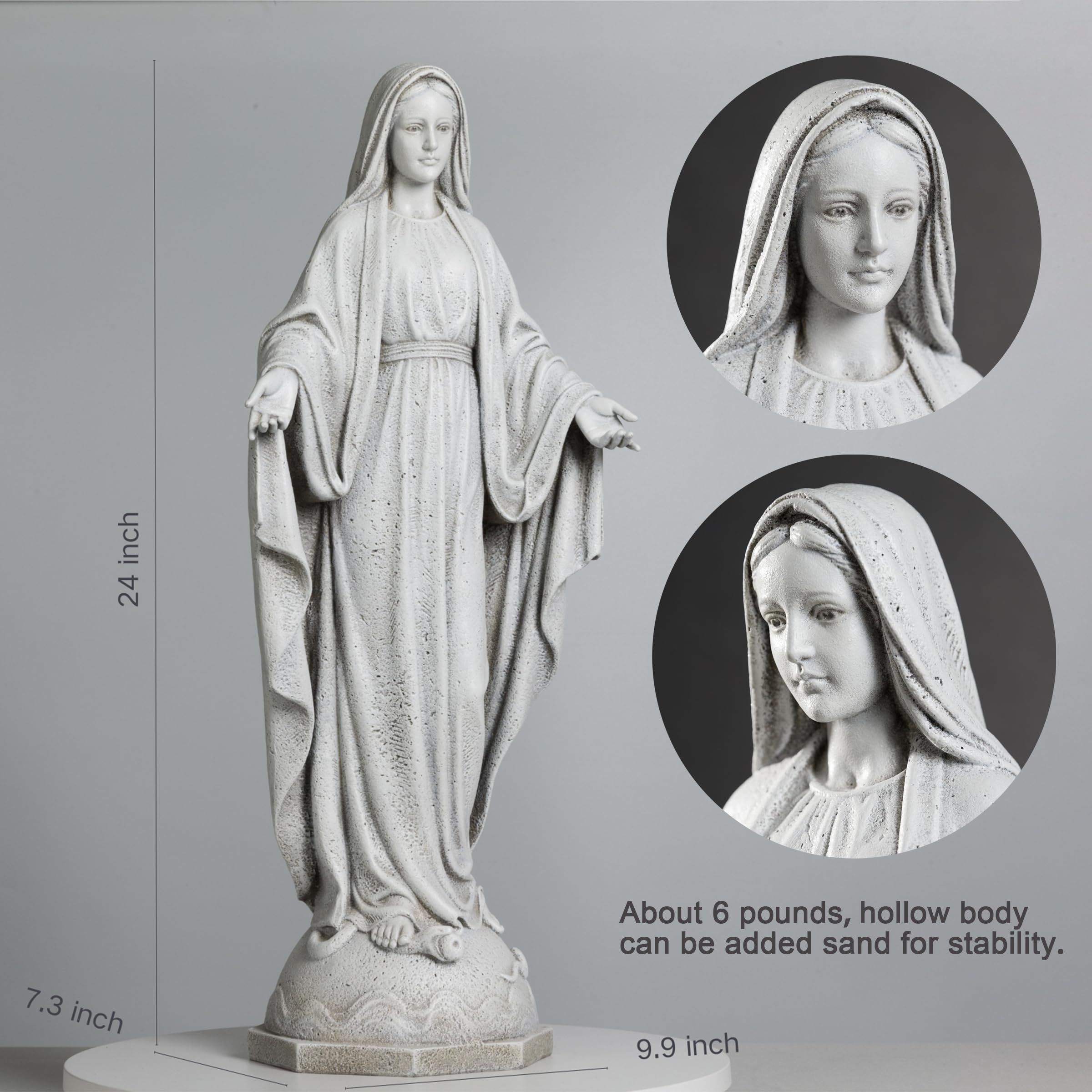 BC BUILDCLASSIC statue beside chair showing 24 inch scale for placement guidance