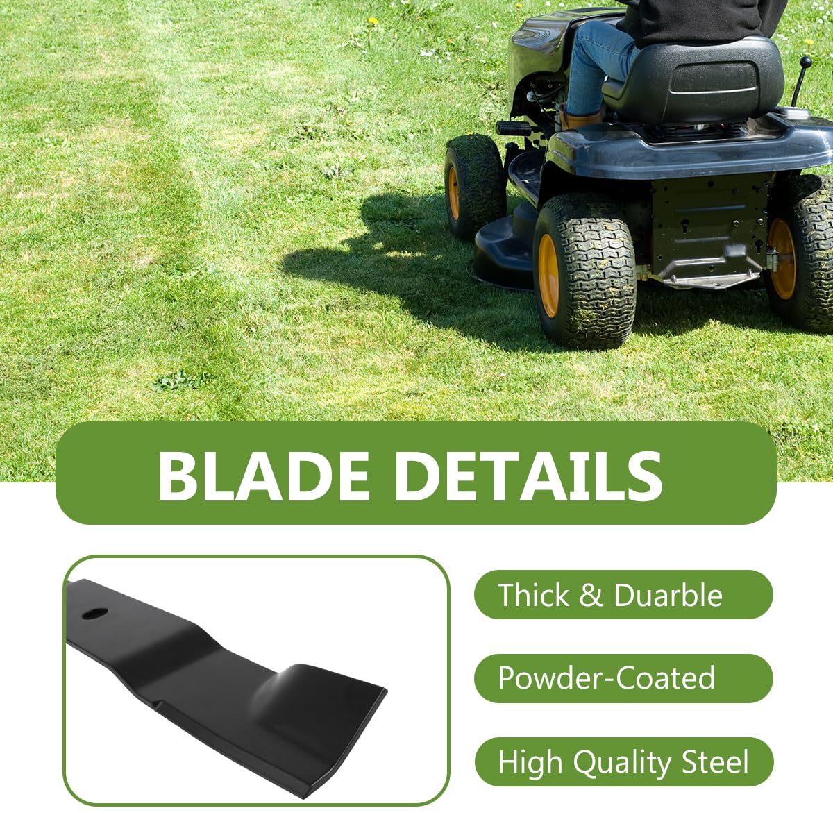 BCQNXX blade on zero-turn mower cutting tall grass efficiently
