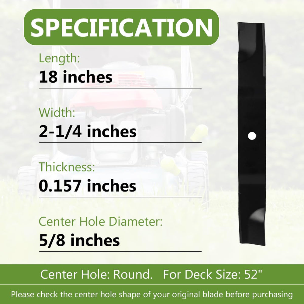 BCQNXX blade installed on 52 inch deck showing correct fitment