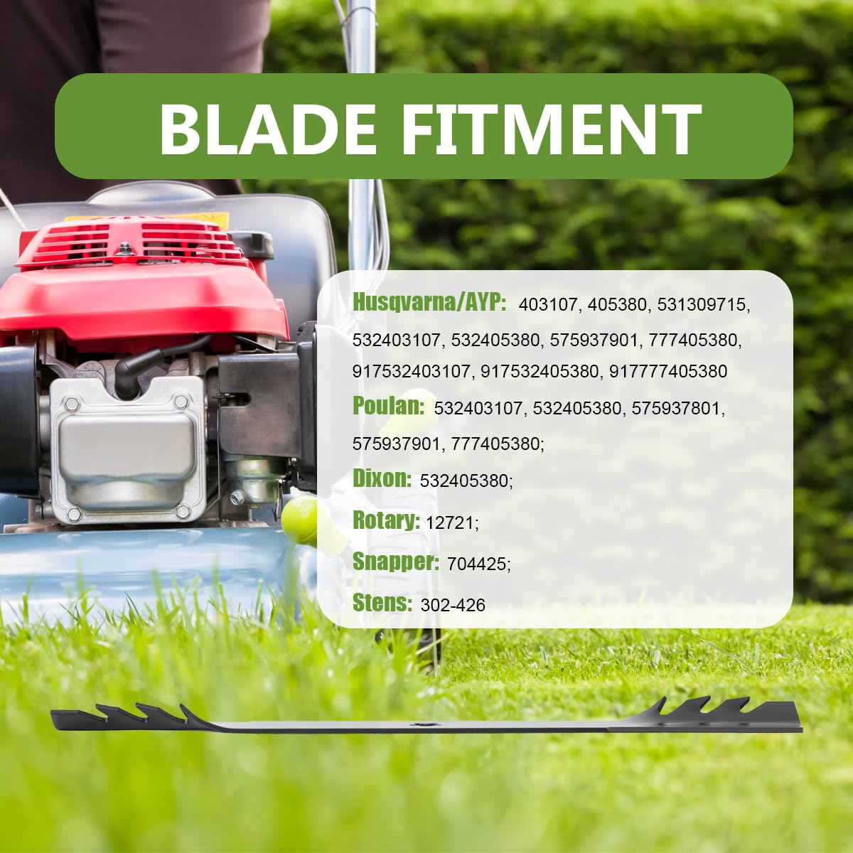 BCQNXX blades installed on mower deck showing improved mulching benefit