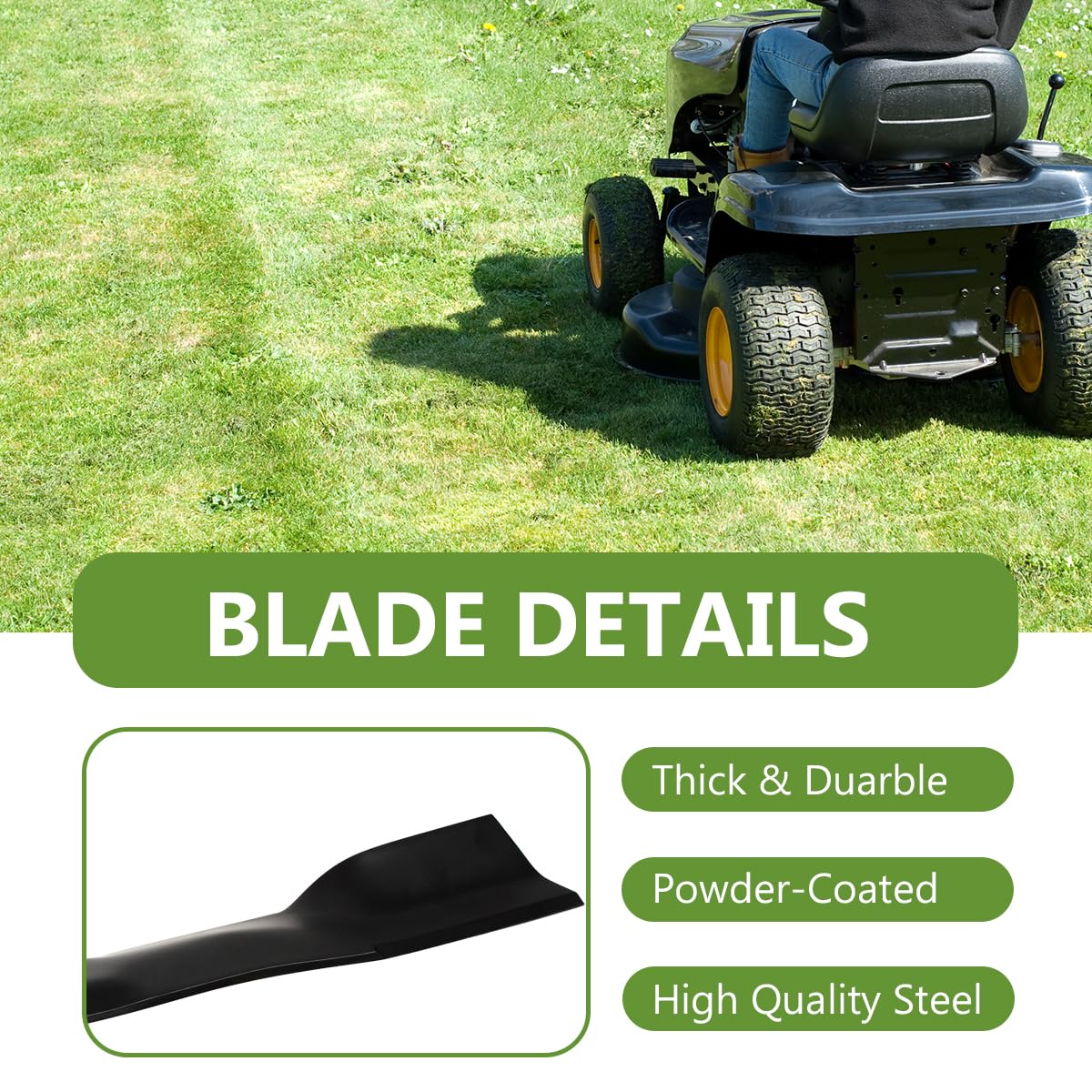 BCQNXX blades installed on mower deck showing improved bagging and lift
