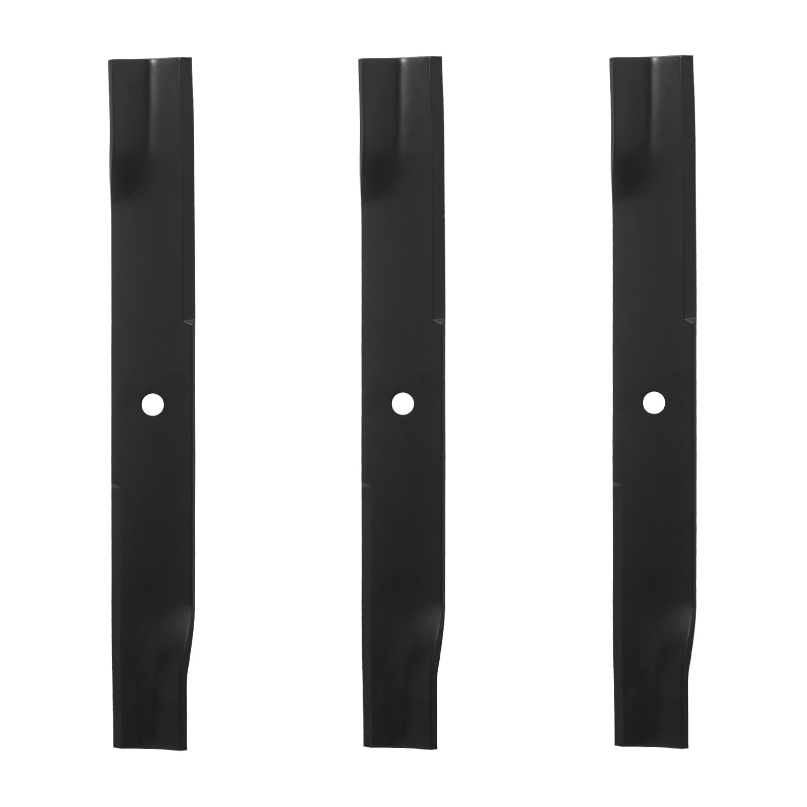 BCQNXX front view of three replacement high lift blades showing fit and finish and quick identification benefit