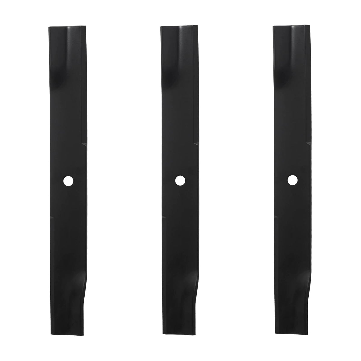 BCQNXX front view of three replacement high lift blades showing fit and finish and quick identification benefit