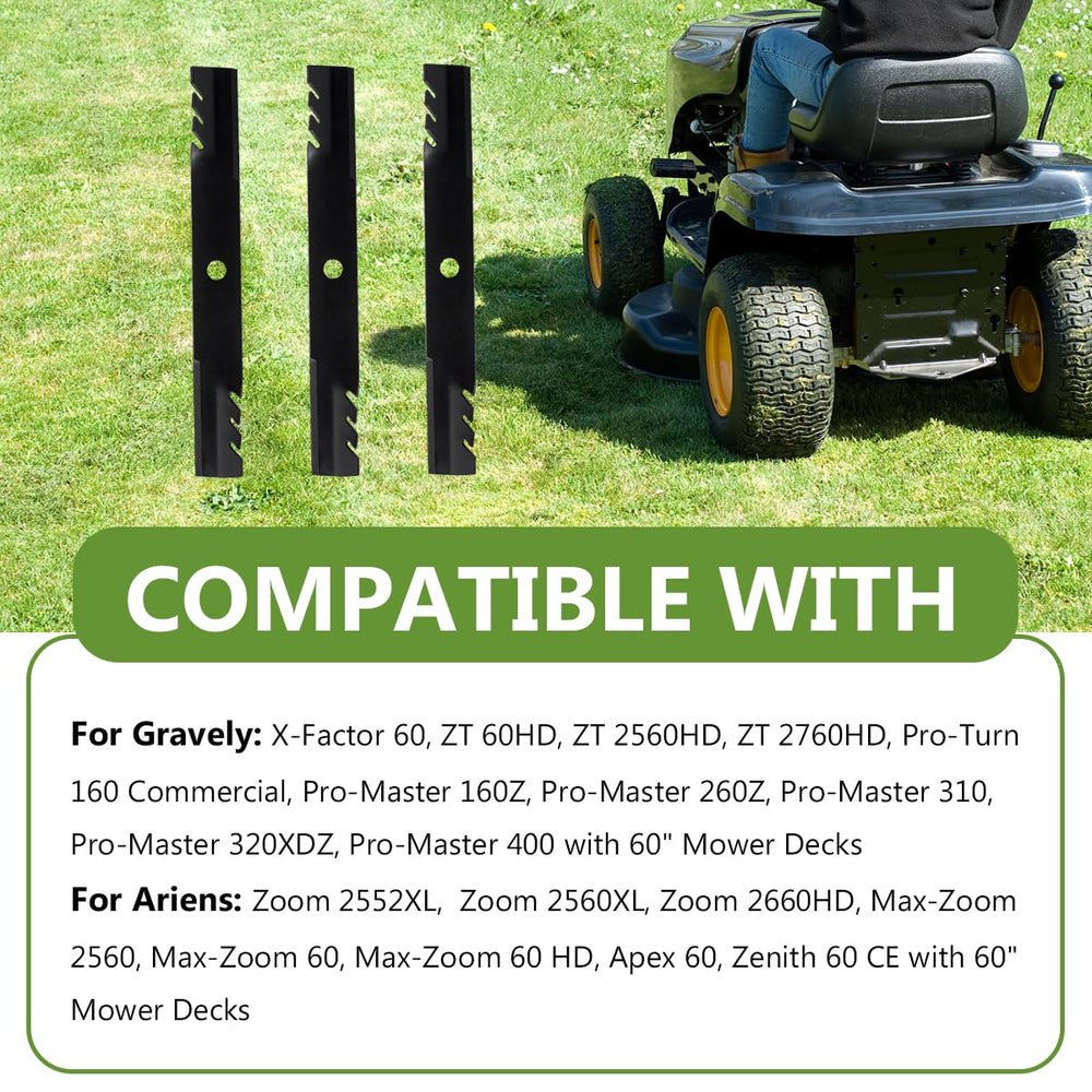 BCQNXX blade installed in mower cutting grass for cleaner clippings