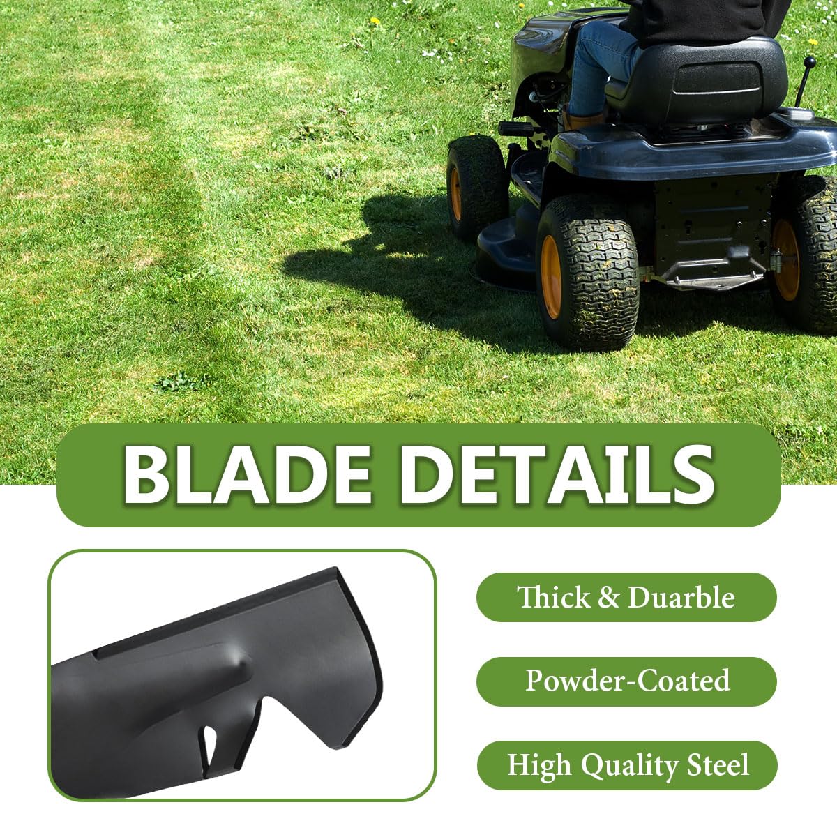 BCQNXX blades installed on a 42-inch deck showing improved cut quality