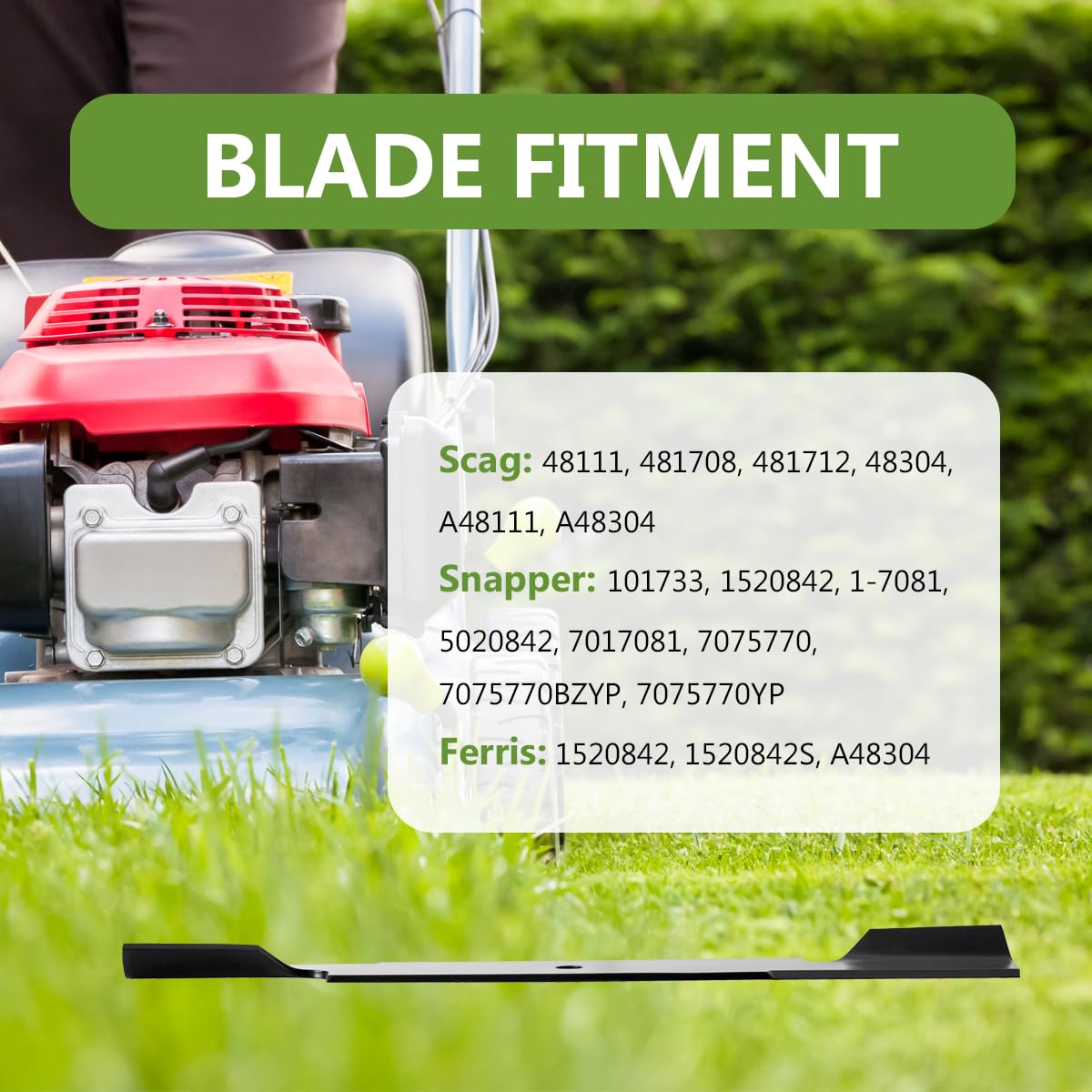 BCQNXX blade installed on a 61" deck showing improved discharge and coverage