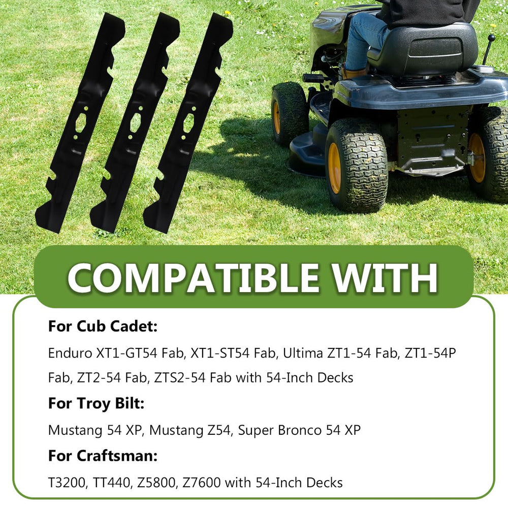 BCQNXX blades cutting grass in lawn setting showing better mulch distribution and finish